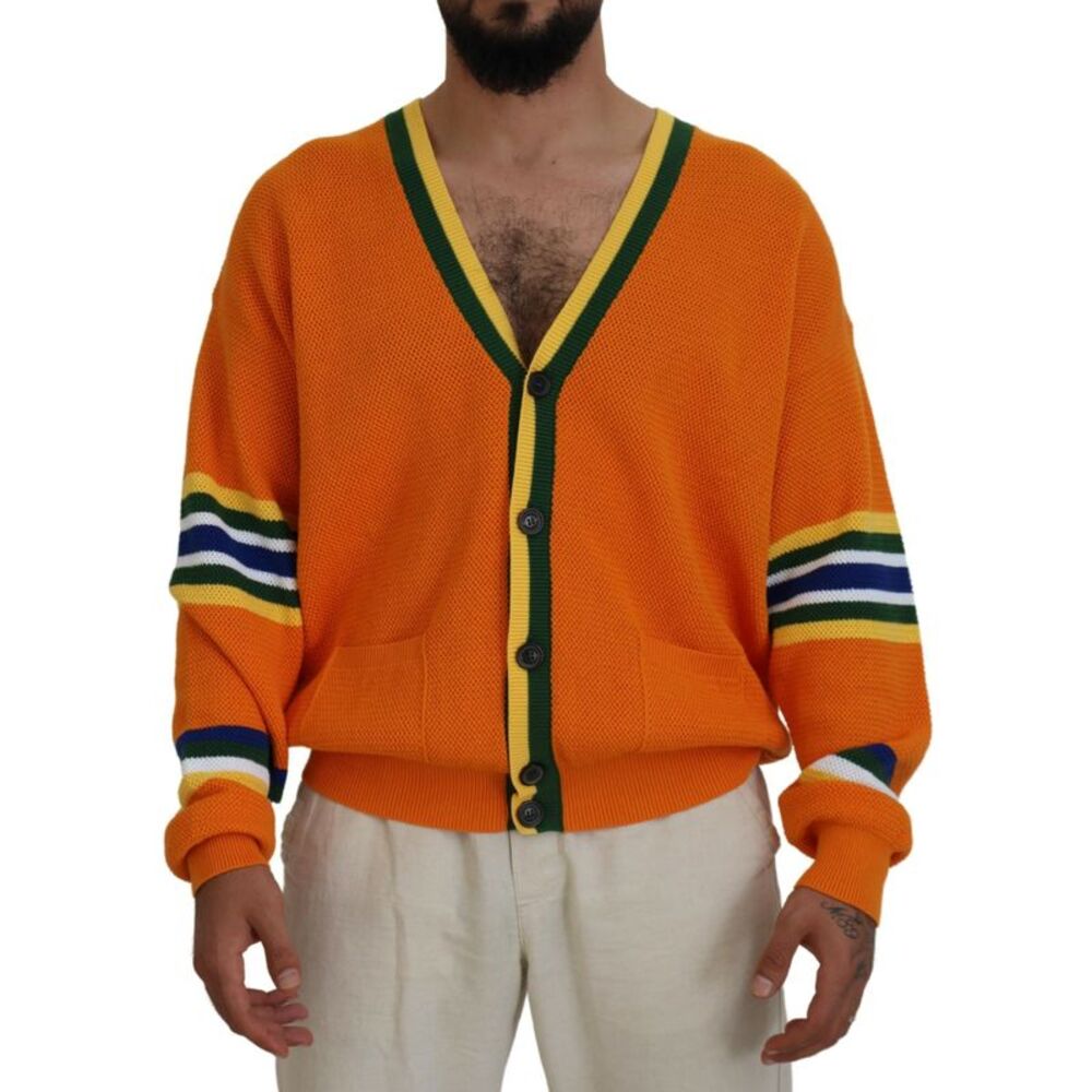 Dsquared² Orange Cotton Long Sleeves Men Cardigan Men's Sweater